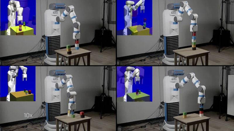 OpenAI teaches Fetch robot to grasp from table using simulations (photo credit: OpenAI)